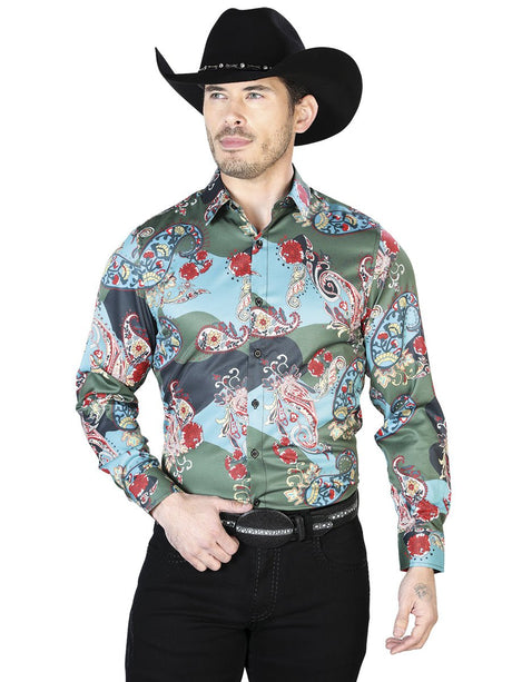Green Casual Long Sleeve Shirt 43681 - BELLEZA'S - Green Casual Long Sleeve Shirt 43681 - CABALLERO - 04368101