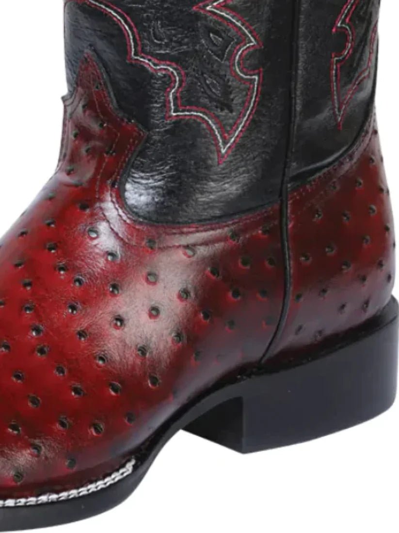 Imit Ostrich Rodeo Boots For Men 'El General' *BLACK CHERRY-41901* - BELLEZA'S - Imit Ostrich Rodeo Boots For Men 'El General' *BLACK CHERRY-41901* - Botas Para Hombres - 41901 6