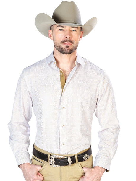 Ivory And Gold Casual Long Sleeve Shirt 43812 - BELLEZA'S - Ivory And Gold Casual Long Sleeve Shirt 43812 - CABALLERO - 04381201