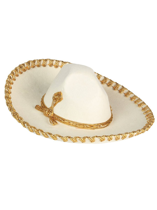 Kids Mexican Charro Hat Velvet Ivory/Gold 602530 - BELLEZA'S - Kids Mexican Charro Hat Velvet Ivory/Gold 602530 - NIÑO - 60253001