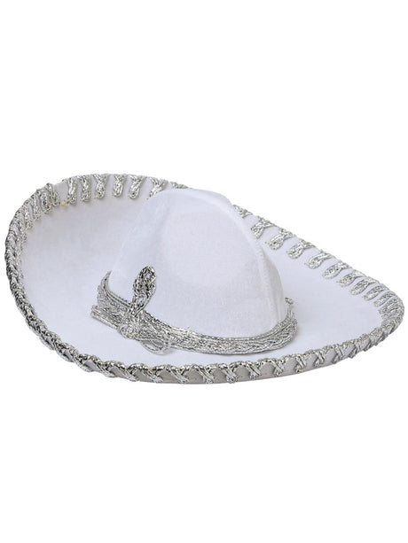 Kids Mexican Charro Hat Velvet White/Silver 600320 - BELLEZA'S - Kids Mexican Charro Hat Velvet White/Silver 600320 - NIÑO - 60032001