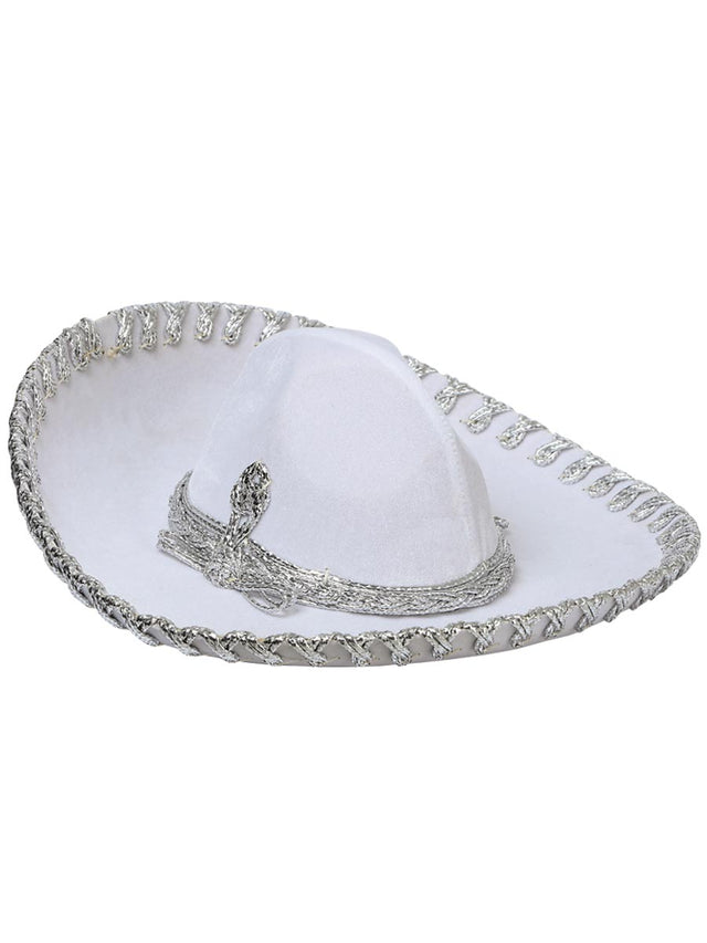 Kids Mexican Charro Hat Velvet White/Silver 600320 - BELLEZA'S - Kids Mexican Charro Hat Velvet White/Silver 600320 - NIÑO - 60032001