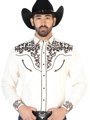 Men's Beige Embroidered Long Sleeve Western Shirt 'El Señor de los Cielos' 126703 - BELLEZA'S - Men's Beige Embroidered Long Sleeve Western Shirt 'El Señor de los Cielos' 126703 - Men's Shirt - 12670301