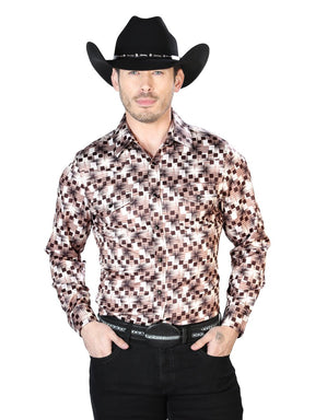 Men's Beige/Brown Printed Long Sleeve Western Shirt 'El Señor de los Cielos' 43941 - BELLEZA'S - Men's Beige/Brown Printed Long Sleeve Western Shirt 'El Señor de los Cielos' 43941 - Men's Shirt - 04394101