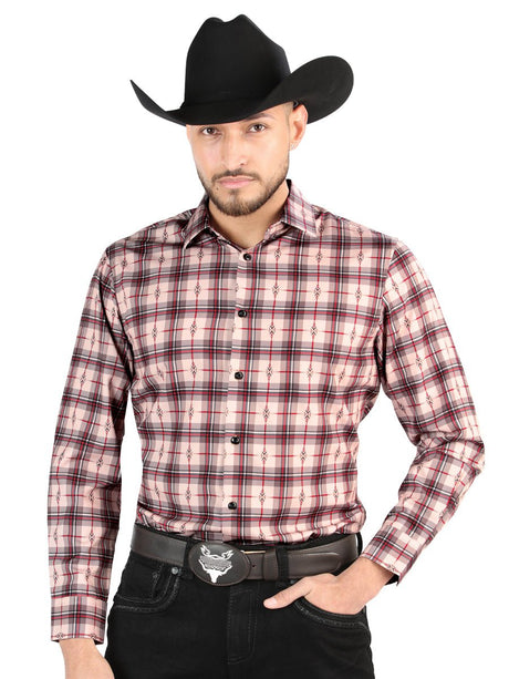 Men's Beige/Red Printed Long Sleeve Western Shirt 'El Señor de los Cielos' 44711 - BELLEZA'S - Men's Beige/Red Printed Long Sleeve Western Shirt 'El Señor de los Cielos' 44711 - Men's Shirt - 04471101