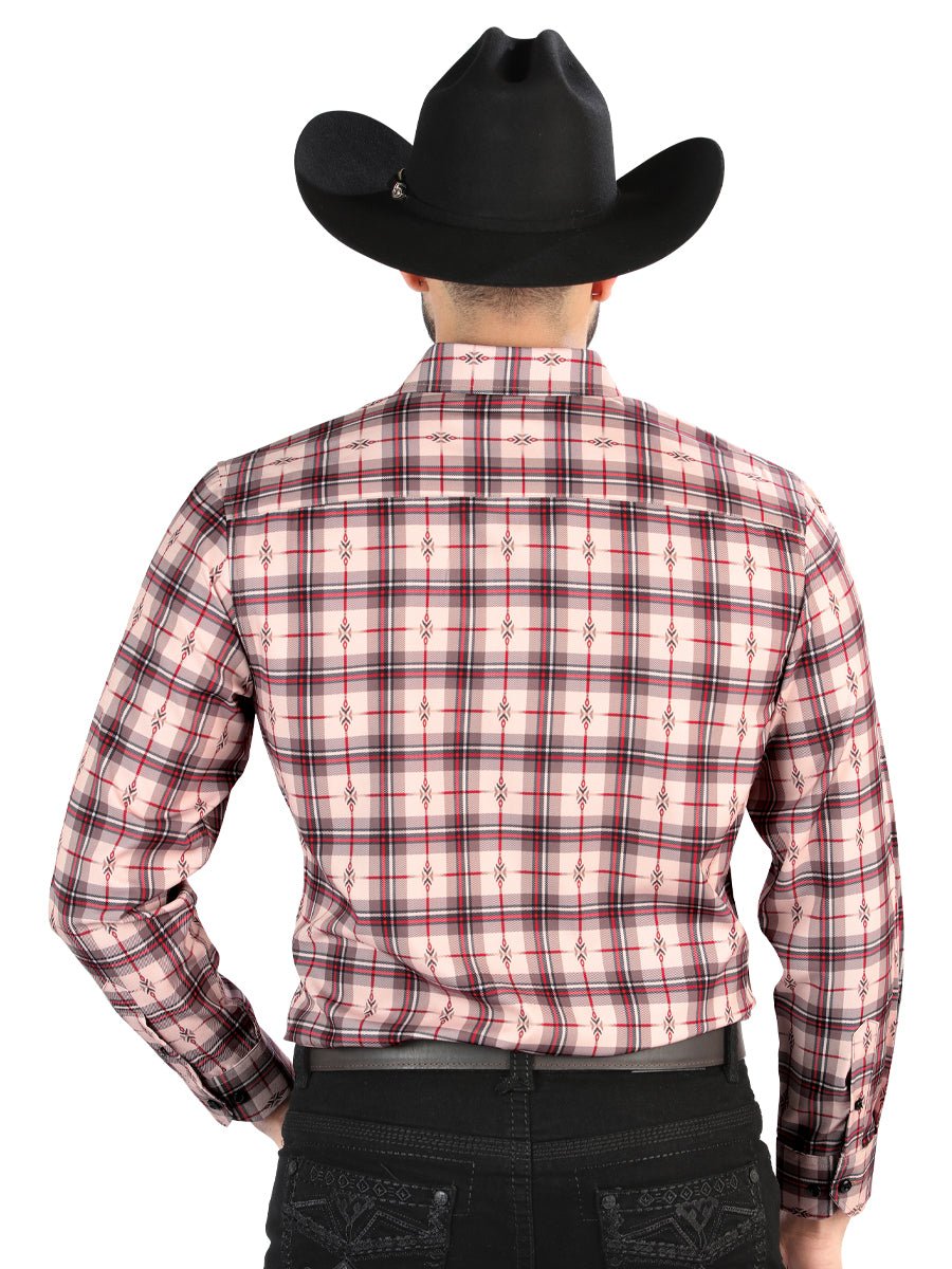 Men's Beige/Red Printed Long Sleeve Western Shirt 'El Señor de los Cielos' 44711 - BELLEZA'S - Men's Beige/Red Printed Long Sleeve Western Shirt 'El Señor de los Cielos' 44711 - Men's Shirt - 04471101