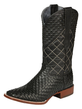 Men’s Black Genuine Black Petatillo Leatherr Rodeo Boots 'El General' 45438 - BELLEZA'S - Men’s Black Genuine Black Petatillo Leatherr Rodeo Boots 'El General' 45438 - Men's Boot - 04543801