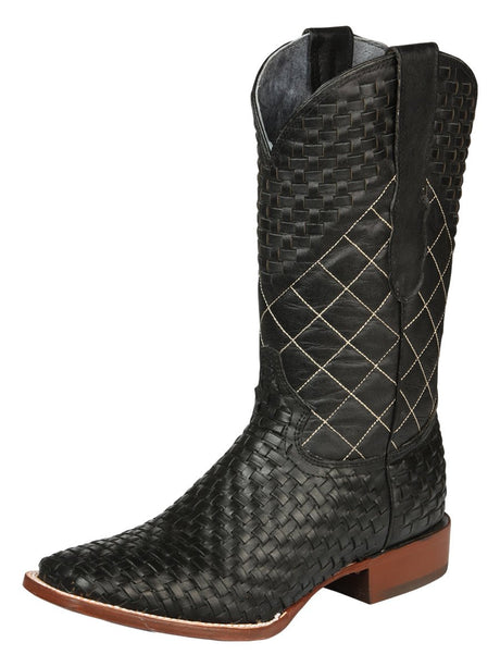 Men’s Black Genuine Black Petatillo Leatherr Rodeo Boots 'El General' 45438 - BELLEZA'S - Men’s Black Genuine Black Petatillo Leatherr Rodeo Boots 'El General' 45438 - Men's Boot - 04543801