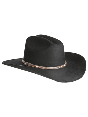 Men's Black Sombrero Unisex Suede Monterrey Cowboy Hat 'El General' 44253 - BELLEZA'S - Men's Black Sombrero Unisex Suede Monterrey Cowboy Hat 'El General' 44253 - Men's Cowboy Hats - 44253 S