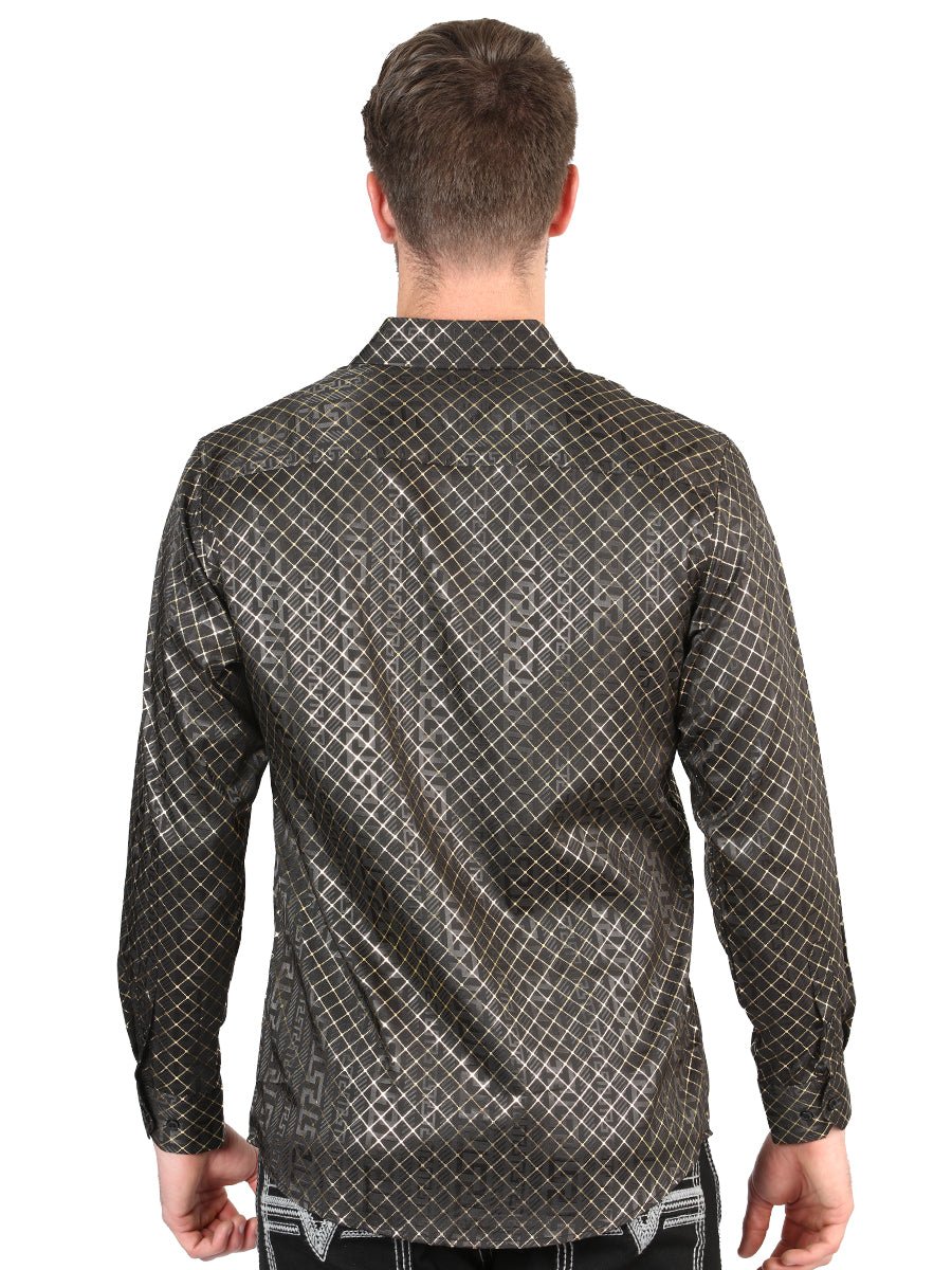 Men's Black/Gold Printed Long Sleeve Western Shirt 'El Señor de los Cielos' 44550 - BELLEZA'S - Men's Black/Gold Printed Long Sleeve Western Shirt 'El Señor de los Cielos' 44550 - Men's Shirt - 04455001