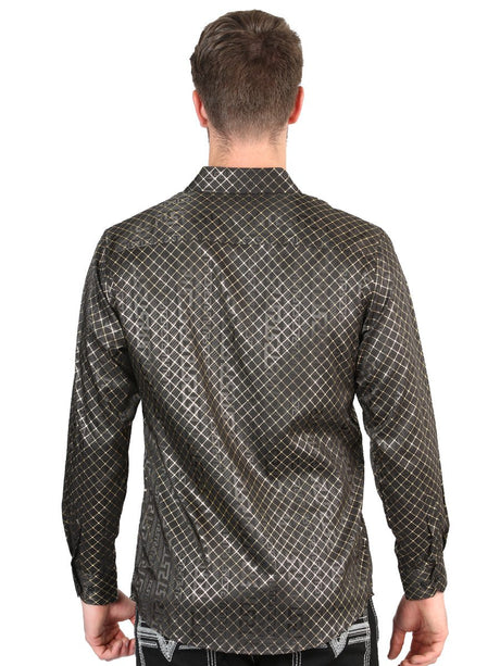 Men's Black/Gold Printed Long Sleeve Western Shirt 'El Señor de los Cielos' 44550 - BELLEZA'S - Men's Black/Gold Printed Long Sleeve Western Shirt 'El Señor de los Cielos' 44550 - Men's Shirt - 04455001