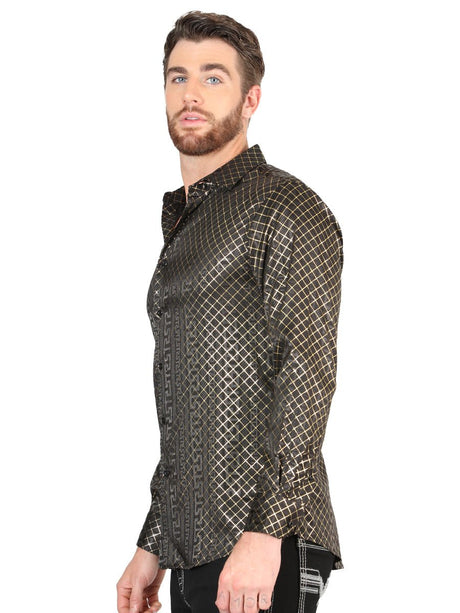 Men's Black/Gold Printed Long Sleeve Western Shirt 'El Señor de los Cielos' 44550 - BELLEZA'S - Men's Black/Gold Printed Long Sleeve Western Shirt 'El Señor de los Cielos' 44550 - Men's Shirt - 04455001