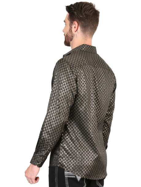 Men's Black/Gold Printed Long Sleeve Western Shirt 'El Señor de los Cielos' 44550 - BELLEZA'S - Men's Black/Gold Printed Long Sleeve Western Shirt 'El Señor de los Cielos' 44550 - Men's Shirt - 04455001
