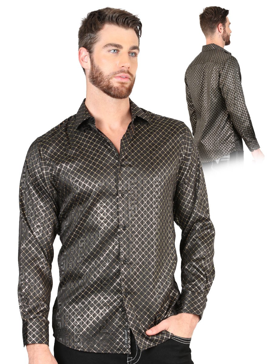 Men's Black/Gold Printed Long Sleeve Western Shirt 'El Señor de los Cielos' 44550 - BELLEZA'S - Men's Black/Gold Printed Long Sleeve Western Shirt 'El Señor de los Cielos' 44550 - Men's Shirt - 04455001
