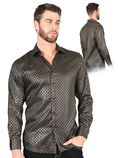 Men's Black/Gold Printed Long Sleeve Western Shirt 'El Señor de los Cielos' 44550 - BELLEZA'S - Men's Black/Gold Printed Long Sleeve Western Shirt 'El Señor de los Cielos' 44550 - Men's Shirt - 04455001