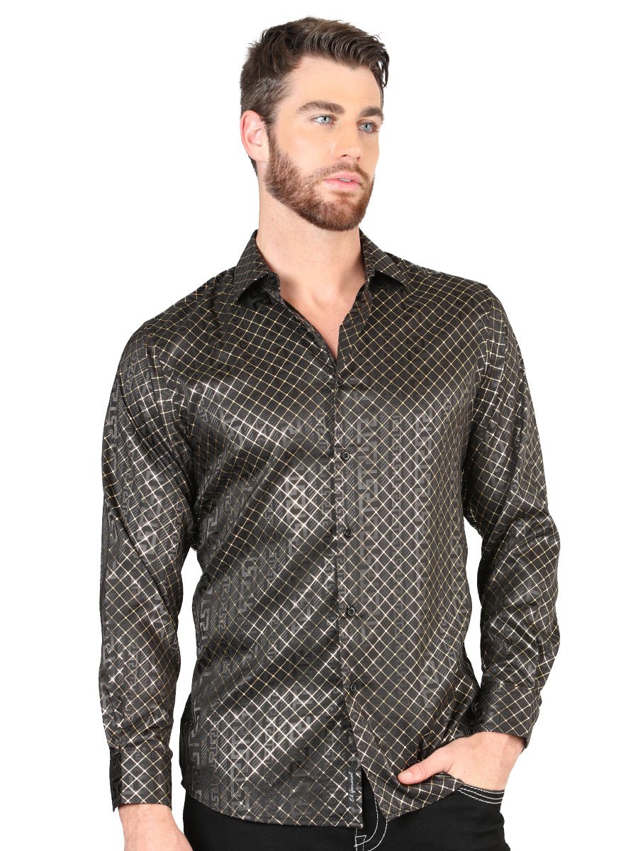 Men's Black/Gold Printed Long Sleeve Western Shirt 'El Señor de los Cielos' 44550 - BELLEZA'S - Men's Black/Gold Printed Long Sleeve Western Shirt 'El Señor de los Cielos' 44550 - Men's Shirt - 04455001