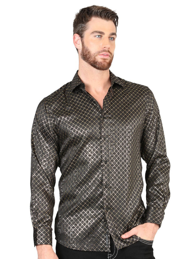 Men's Black/Gold Printed Long Sleeve Western Shirt 'El Señor de los Cielos' 44550 - BELLEZA'S - Men's Black/Gold Printed Long Sleeve Western Shirt 'El Señor de los Cielos' 44550 - Men's Shirt - 04455001