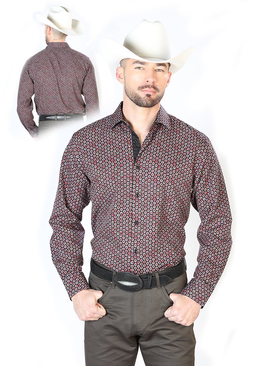 Men's Black/Red Long Sleeve Demin Shirt 'Centenario' 126270 - BELLEZA'S - Men's Black/Red Long Sleeve Demin Shirt 'Centenario' 126270 - Men's Shirt - 12627001