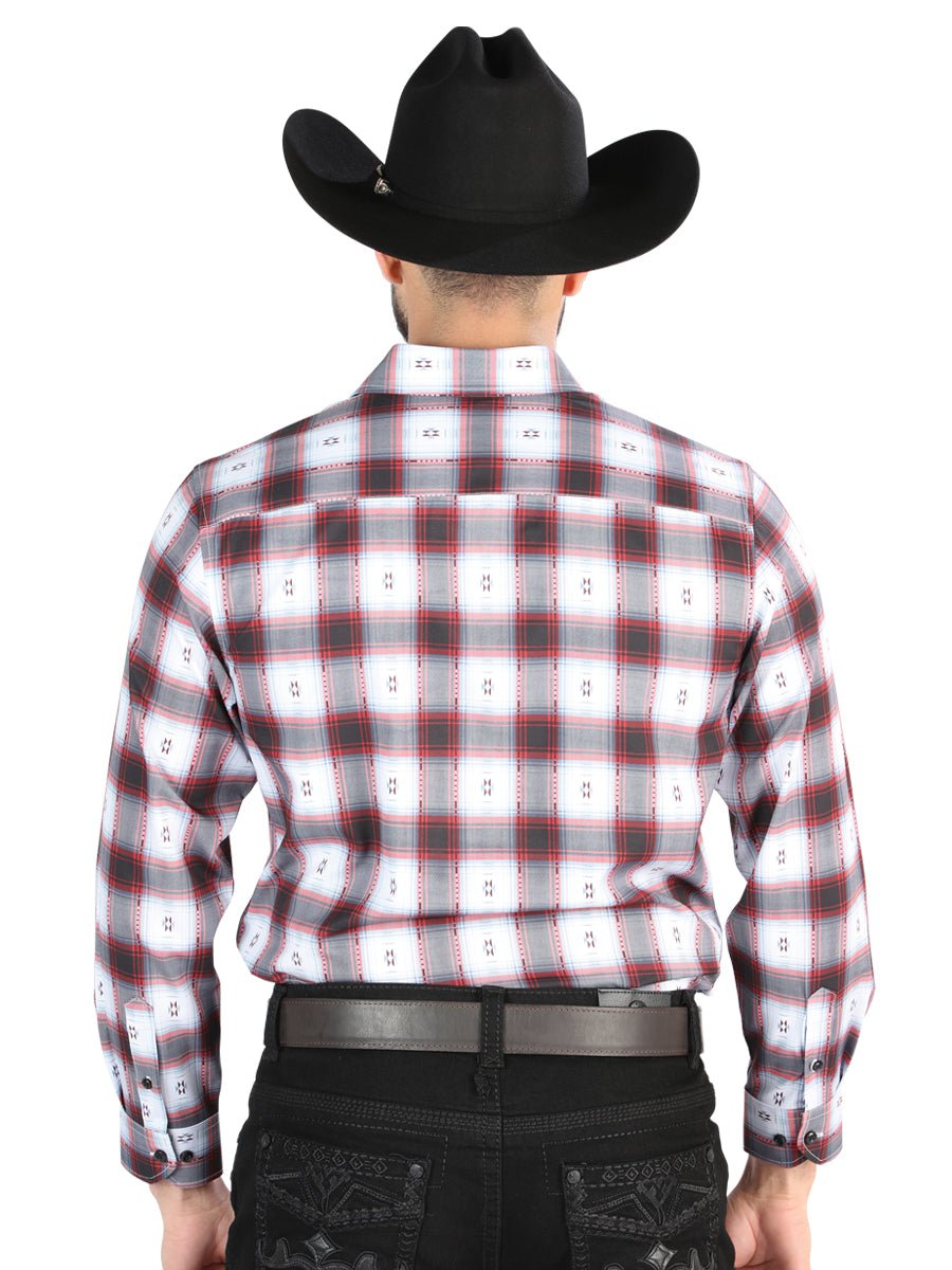 Men's Black/Red Printed Long Sleeve Western Shirt 'El Señor de los Cielos' 44701 - BELLEZA'S - Men's Black/Red Printed Long Sleeve Western Shirt 'El Señor de los Cielos' 44701 - Men's Shirt - 04470101