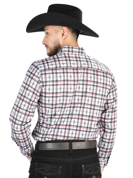 Men's Black/White Printed Long Sleeve Western Shirt 'El Señor de los Cielos' 44703 - BELLEZA'S - Men's Black/White Printed Long Sleeve Western Shirt 'El Señor de los Cielos' 44703 - Men's Shirt - 04470301