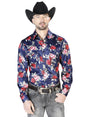 Men's Blue Flowers Printed Long Sleeve Western Shirt 'El Señor de los Cielos' 43937 - BELLEZA'S - Men's Blue Flowers Printed Long Sleeve Western Shirt 'El Señor de los Cielos' 43937 - Men's Shirt - 04393701