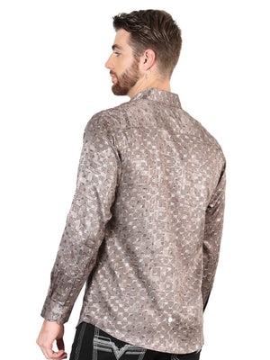 Men's Brown Casual Printed Long Sleeve Western Shirt 'El Señor de los Cielos'44576 - BELLEZA'S - Men's Brown Casual Printed Long Sleeve Western Shirt 'El Señor de los Cielos'44576 - Men's Shirt - 04457601