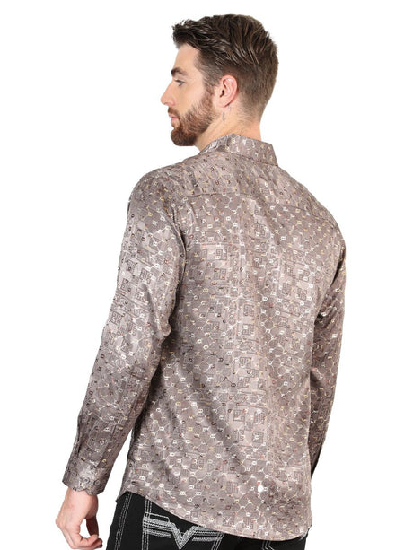 Men's Brown Casual Printed Long Sleeve Western Shirt 'El Señor de los Cielos'44576 - BELLEZA'S - Men's Brown Casual Printed Long Sleeve Western Shirt 'El Señor de los Cielos'44576 - Men's Shirt - 04457601