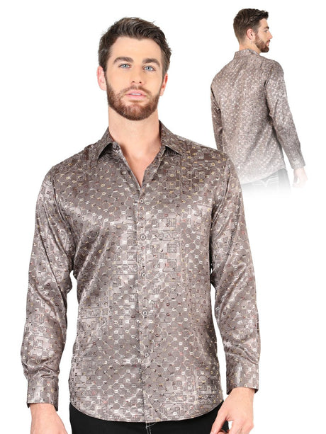 Men's Brown Casual Printed Long Sleeve Western Shirt 'El Señor de los Cielos'44576 - BELLEZA'S - Men's Brown Casual Printed Long Sleeve Western Shirt 'El Señor de los Cielos'44576 - Men's Shirt - 04457601