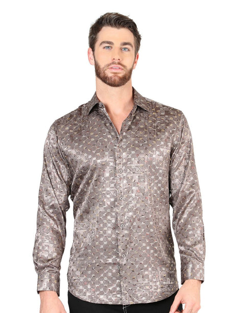Men's Brown Casual Printed Long Sleeve Western Shirt 'El Señor de los Cielos'44576 - BELLEZA'S - Men's Brown Casual Printed Long Sleeve Western Shirt 'El Señor de los Cielos'44576 - Men's Shirt - 04457601