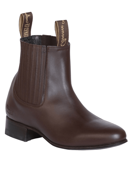 Men's Brown Classic Patent Leather Charro Ankle Boots 'El Canelo' 41262 - BELLEZA'S - Men's Brown Classic Patent Leather Charro Ankle Boots 'El Canelo' 41262 - Men's Ankle Boots - 41262