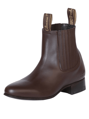 Men's Brown Classic Patent Leather Charro Ankle Boots 'El Canelo' 41262 - BELLEZA'S - Men's Brown Classic Patent Leather Charro Ankle Boots 'El Canelo' 41262 - Men's Ankle Boots - 41262