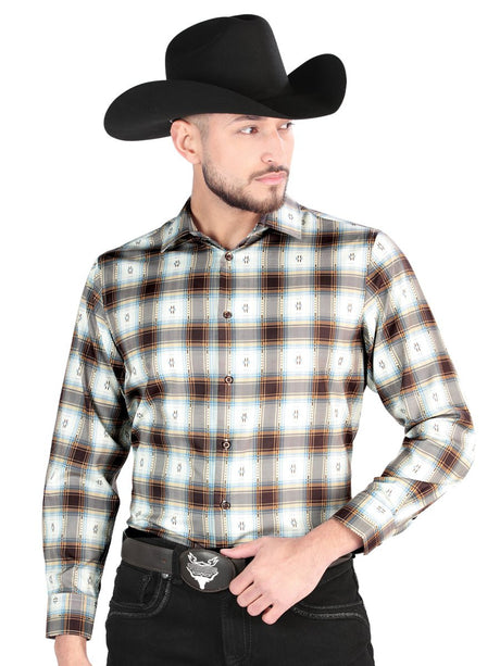 Men's Brown/Sand Printed Long Sleeve Western Shirt 'El Señor de los Cielos' 44700 - BELLEZA'S - Men's Brown/Sand Printed Long Sleeve Western Shirt 'El Señor de los Cielos' 44700 - Men's Shirt - 04470001