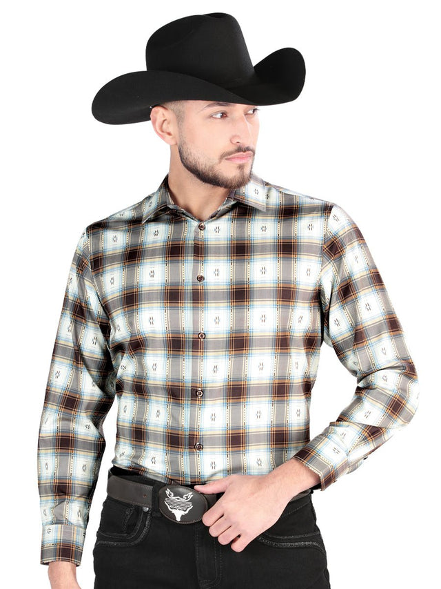 Men's Brown/Sand Printed Long Sleeve Western Shirt 'El Señor de los Cielos' 44700 - BELLEZA'S - Men's Brown/Sand Printed Long Sleeve Western Shirt 'El Señor de los Cielos' 44700 - Men's Shirt - 04470001