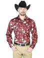 Men's Burgandy Flowers Printed Long Sleeve Western Shirt 'El Señor de los Cielos' 43951 - BELLEZA'S - Men's Burgandy Flowers Printed Long Sleeve Western Shirt 'El Señor de los Cielos' 43951 - Men's Shirt - 04395101