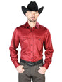 Men's Burgundy Printed Long Sleeve Western Shirt 'El Señor de los Cielos' 43961 - BELLEZA'S - Men's Burgundy Printed Long Sleeve Western Shirt 'El Señor de los Cielos' 43961 - Men's Shirt - 04396101