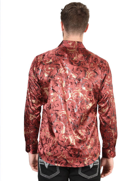 Men's Burgundy Printed Long Sleeve Western Shirt 'El Señor de los Cielos' 44590 - BELLEZA'S - Men's Burgundy Printed Long Sleeve Western Shirt 'El Señor de los Cielos' 44590 - Men's Shirt - 04459001