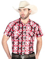 Men's Burgundy Short Sleeve Shirt Western Cowboy El Señor De Los Cielos 44458 - BELLEZA'S - Men's Burgundy Short Sleeve Shirt Western Cowboy El Señor De Los Cielos 44458 - Men's Shirt - 04445801