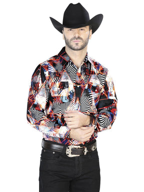 Men's Burgundy/White Printed Long Sleeve Western Shirt 'El Señor de los Cielos' 44084 - BELLEZA'S - Men's Burgundy/White Printed Long Sleeve Western Shirt 'El Señor de los Cielos' 44084 - Mens Shirt - 04408401