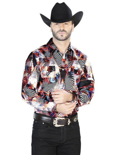 Men's Burgundy/White Printed Long Sleeve Western Shirt 'El Señor de los Cielos' 44084 - BELLEZA'S - Men's Burgundy/White Printed Long Sleeve Western Shirt 'El Señor de los Cielos' 44084 - Mens Shirt - 04408401