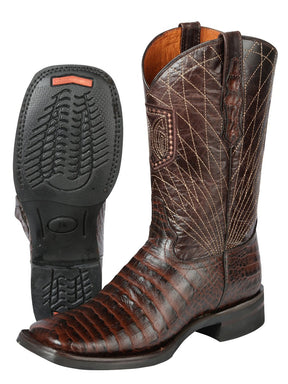 Men's Caiman Belly Printed Cow Leather Rodeo Cowboy Boots 'El General' Brown 44672 - BELLEZA'S - Men's Caiman Belly Printed Cow Leather Rodeo Cowboy Boots 'El General' Brown 44672 - Men's Boot - 04467201