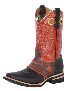 Men's Classic Genuine Leather Saddle Rodeo Cowboy Boots 'El General' 33305 - BELLEZA'S - Men's Classic Genuine Leather Saddle Rodeo Cowboy Boots 'El General' 33305 - Men's Boot - 03330501