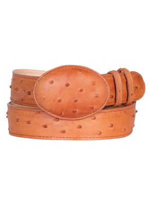 Men's Cowboy Belt - Imitation Ostrich - Cognac 703 - BELLEZA'S - Men's Cowboy Belt - Imitation Ostrich - Cognac 703 - CABALLERO - 00070301