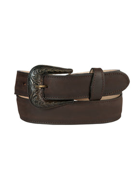 Men's Cowboy Belt With Oval Buckle 'El General' Shoulder Brown 44659 - BELLEZA'S - Men's Cowboy Belt With Oval Buckle 'El General' Shoulder Brown 44659 - Men's Belts - 04465901