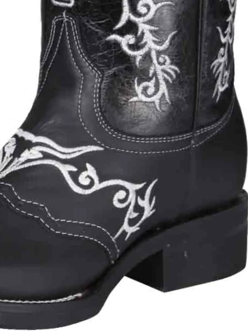 Men's Crazy Leather Embroidered Mask Rodeo Cowboy Boots 'El General' *NEGRO-34313* - BELLEZA'S - Men's Crazy Leather Embroidered Mask Rodeo Cowboy Boots 'El General' *NEGRO-34313* - Botas Para Hombres - 34313 6
