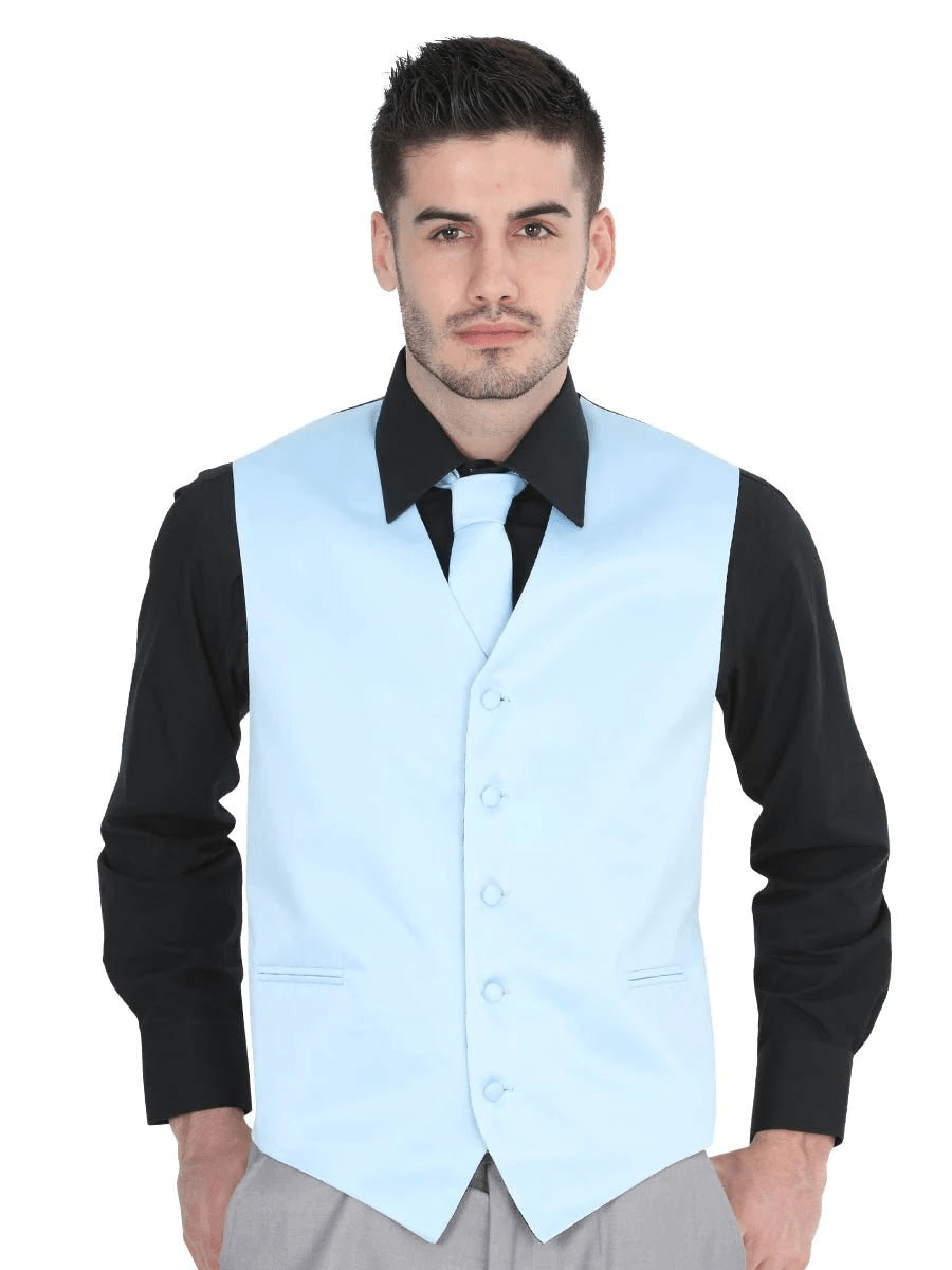 Men's Dressy Elegant Vest 'El General' Sky Blue Color 40311 - BELLEZA'S - Men's Dressy Elegant Vest 'El General' Sky Blue Color 40311 - Men's Vests - 40311 S