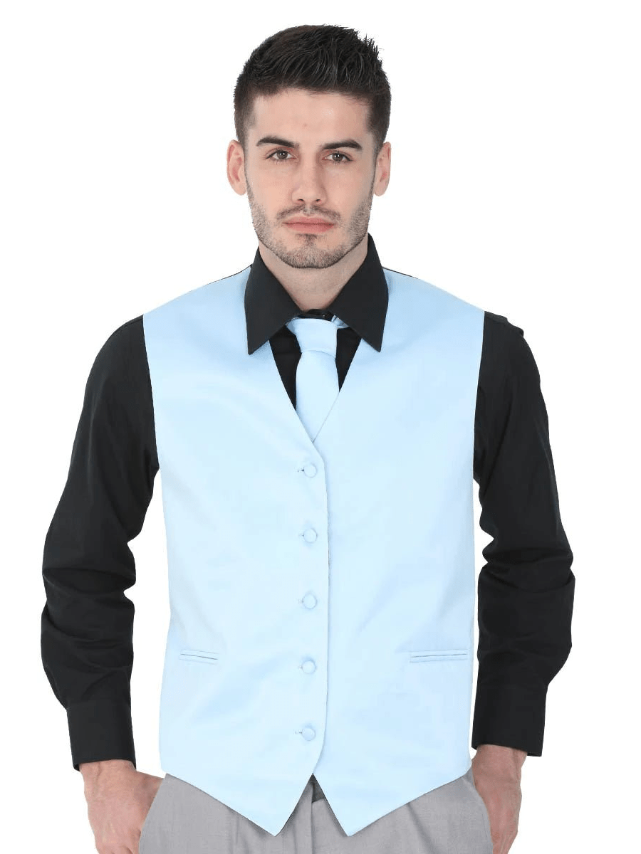 Men's Dressy Elegant Vest 'El General' Sky Blue Color 40311 - BELLEZA'S - Men's Dressy Elegant Vest 'El General' Sky Blue Color 40311 - Men's Vests - 40311 S