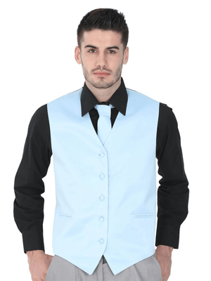 Men's Dressy Elegant Vest 'El General' Sky Blue Color 40311 - BELLEZA'S - Men's Dressy Elegant Vest 'El General' Sky Blue Color 40311 - Men's Vests - 40311 S