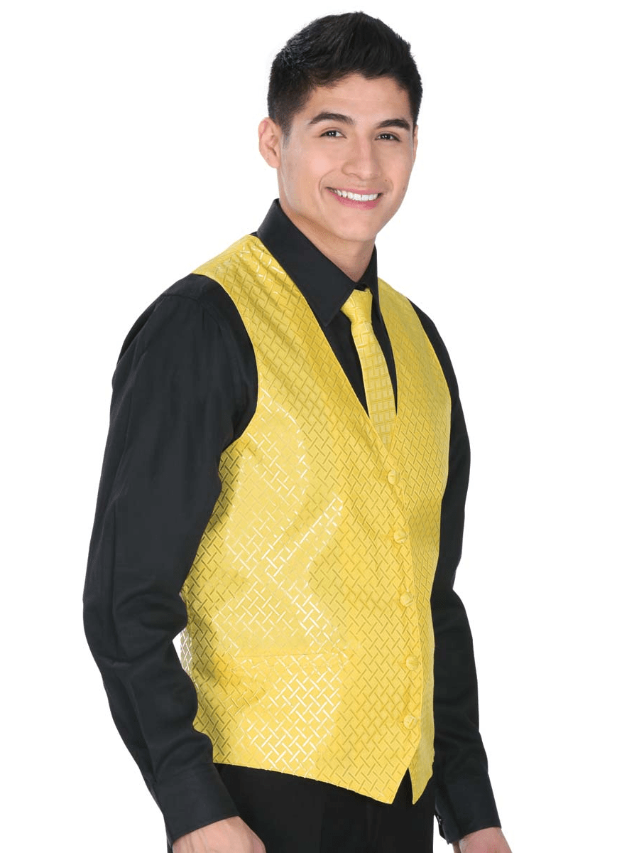 Men's Dressy Elegant Vest 'El General' Yellow Color 34155 - BELLEZA'S - Men's Dressy Elegant Vest 'El General' Yellow Color 34155 - Men's Vests - 34155 S