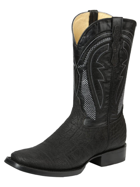 Men’s El General Western Boots - Imitation Bull Neck Black 45666 - BELLEZA'S - Men’s El General Western Boots - Imitation Bull Neck Black 45666 - CABALLERO - 04566601
