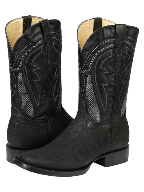 Men’s El General Western Boots - Imitation Bull Neck Black 45666 - BELLEZA'S - Men’s El General Western Boots - Imitation Bull Neck Black 45666 - CABALLERO - 04566601